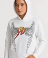 Metallica İki İplik Kapüşonlu Ön ve Arka Baskılı hoodie - Beyaz