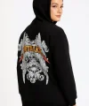 Metallica İki İplik Kapüşonlu Ön ve Arka Baskılı hoodie - Siyah