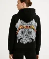 Metallica İki İplik Kapüşonlu Ön ve Arka Baskılı hoodie - Siyah