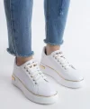 MINA Bağcıklı Ortopedik Taban Kadın Sneaker Spor Ayakkabı  CBT - Beyaz/Altın