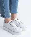 MINA Bağcıklı Ortopedik Taban Kadın Sneaker Spor Ayakkabı  CBT - Beyaz/Gümüş