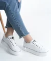 MINA Bağcıklı Ortopedik Taban Kadın Sneaker Spor Ayakkabı  CBT - Beyaz/Gümüş