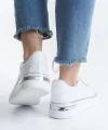 MINA Bağcıklı Ortopedik Taban Kadın Sneaker Spor Ayakkabı  CBT - Beyaz/Gümüş