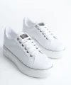 MINA Bağcıklı Ortopedik Taban Kadın Sneaker Spor Ayakkabı  CBT - Beyaz/Gümüş