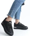 MINA Bağcıklı Ortopedik Taban Kadın Sneaker Spor Ayakkabı  CST - Siyah/Gümüş