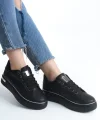 MINA Bağcıklı Ortopedik Taban Kadın Sneaker Spor Ayakkabı  CST - Siyah/Gümüş