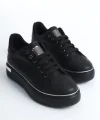 MINA Bağcıklı Ortopedik Taban Kadın Sneaker Spor Ayakkabı  CST - Siyah/Gümüş