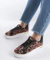 MINA Bağcıklı Ortopedik Taban Leopar Desenli Kadın Sneaker Spor Ayakkabı  TBT - Kahverengi