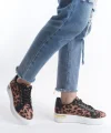 MINA Bağcıklı Ortopedik Taban Leopar Desenli Kadın Sneaker Spor Ayakkabı  TBT - Kahverengi