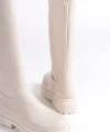 MIRA Bağcıksız Fermuarlı Ortopedik Taban Kadın Çizme CKT - Krem