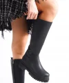 MIRA Bağcıksız Fermuarlı Ortopedik Taban Kadın Çizme CST - Siyah