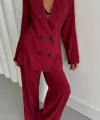 MODAL 4 DÜĞME ASTARSIZ CEKET - PANTOLON TAKIM - Bordo