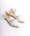MONICA Tokalı Ortopedik Rahat Taban Taş Detaylı Kadın Babet Ayakkabı  CKT - Beyaz
