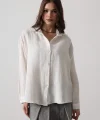 Müslin Uzun Kol Gömlek - Beyaz
