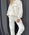 Nakış İşlemeli Üç İplik Sweat Takım- Beyaz