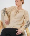 Nakışlı Örme Bluz 941 - Bej