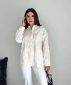 Nakışlı Uzun Kollu Gömlek - Beyaz
