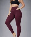 Nonofit Kadın Yüksek Bel Full Extra Toparlayıcı Likralı Ön Arka ve Bilek Desenli Tayt - Bordo