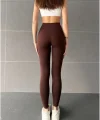Nonofit Yüksek Bel Düz porcu Tayt  Kahve