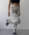 Novıne Gazete Desenli Pantolon