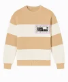 Ön Bisiklet Yaka Parçalı Sweatshirt - Bej