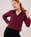 Ön Dikiş Detaylı Bordo Gömlek