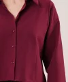 Ön Dikiş Detaylı Bordo Gömlek