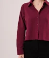 Ön Dikiş Detaylı Bordo Gömlek