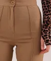 Ön Dikiş Detaylı Tek Düğme Camel Pantolon
