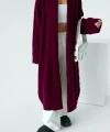 Önü Açık Şal Yaka Hırka  Bordo