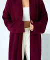 Önü Açık Şal Yaka Hırka  Bordo