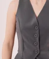 Önü Düğmeli Gri Yelek