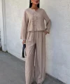 Önü İnce Kordon Detaylı Ve Double Paça Pantolonlu Takım 10180