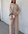 Önü İnce Kordon Detaylı Ve Double Paça Pantolonlu Takım 10180