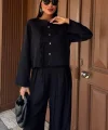 Önü İnce Kordon Detaylı Ve Double Paça Pantolonlu Takım 10180