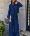 Önü İnce Kordon Detaylı Ve Double Paça Pantolonlu Takım 10180