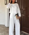 Önü İnce Kordon Detaylı Ve Double Paça Pantolonlu Takım 10180