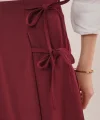 Önü Piliseli Yandan Bağlama Detaylı Bordo ini Şort Etek