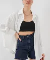 Örme Oversize Gömlek 20264 - Beyaz