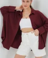 Örme Oversize Gömlek 20264 - Bordo