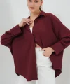 Örme Oversize Gömlek 20264 - Bordo