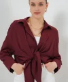 Örme Oversize Gömlek 20264 - Bordo