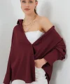 Örme Oversize Gömlek 20264 - Bordo
