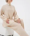 Örme Tesettür Alt Üst Takım 6711 - Krem