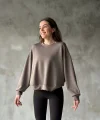 Osy Modal Yumuşak dokulu Kumaş Bisiklet Yaka Oversize Sweatshirt - Gri