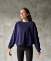 Osy Modal Yumuşak dokulu Kumaş Bisiklet Yaka Oversize Sweatshirt - Lacivert
