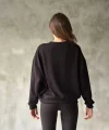 Osy Modal Yumuşak dokulu Kumaş Bisiklet Yaka Oversize Sweatshirt - Siyah