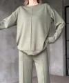 Osy Modal Yumuşak dokulu Kumaş Bisiklet Yaka Takım- Haki