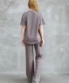 Osy Modal Yumuşak dokulu Kumaş Bisiklet Yaka Taş detaylı Kısa Kollu Takım - Vizyon