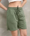 Osy Modal Yumuşak dokulu Kumaş Kadın Kısa Şort - Haki